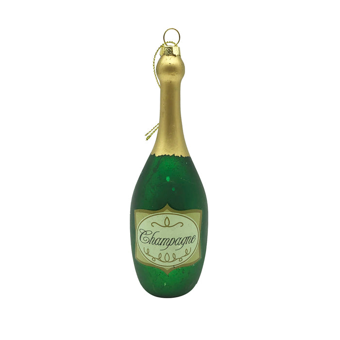 Glass Champagne Bottle Christmas Decoration