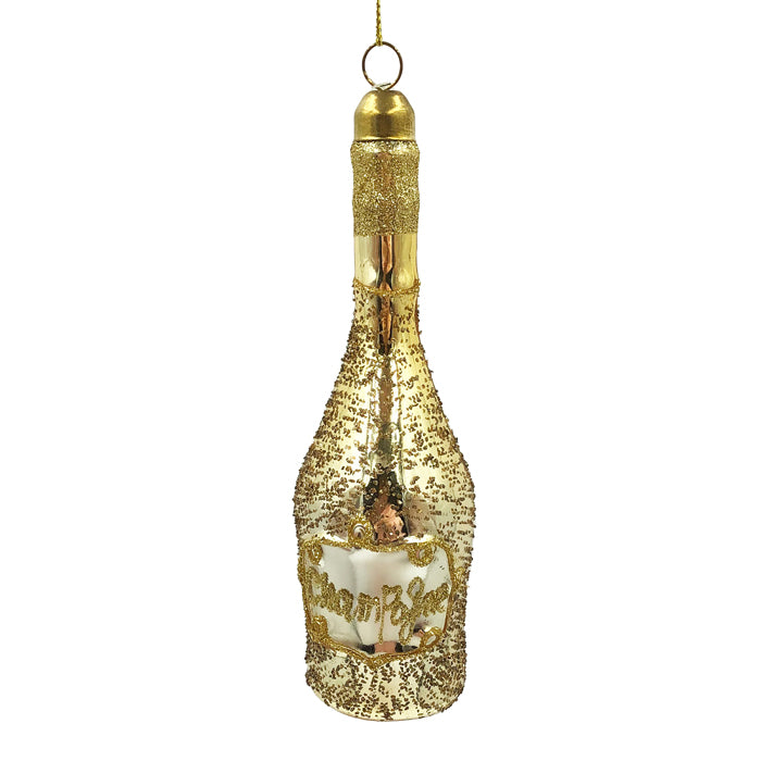 Glass Champagne Bottle Christmas Decoration