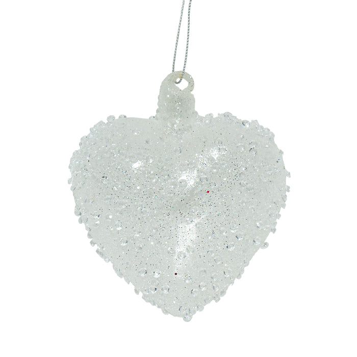 Glass Heart Christmas Decoration - White