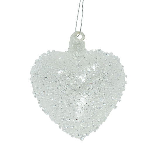 Glass Heart Christmas Decoration - White