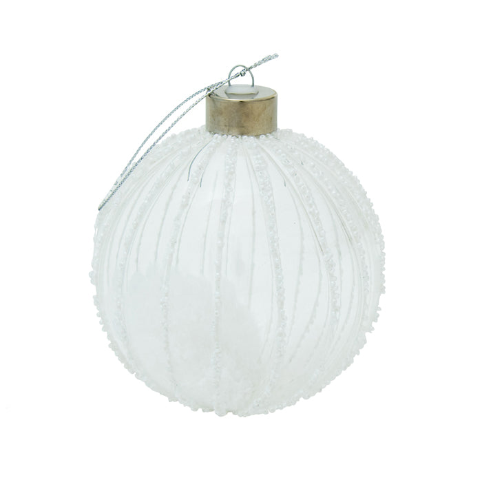 Glass Bauble Christmas Decoration - Clear White