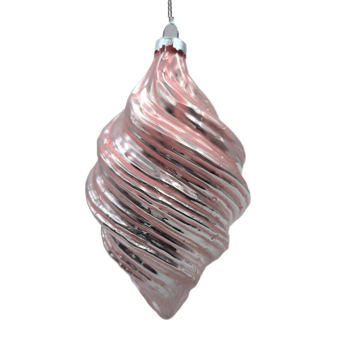 Glass Finial Swirl Christmas Decoration - Pink
