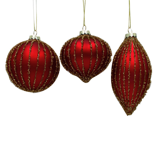 Gold/Red Glass Christmas Decoration - Various Styles