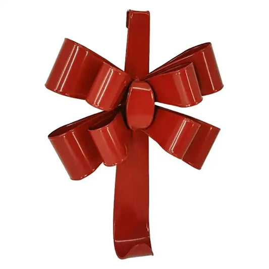 Metal Bow Christmas Wreath Hanger - Red