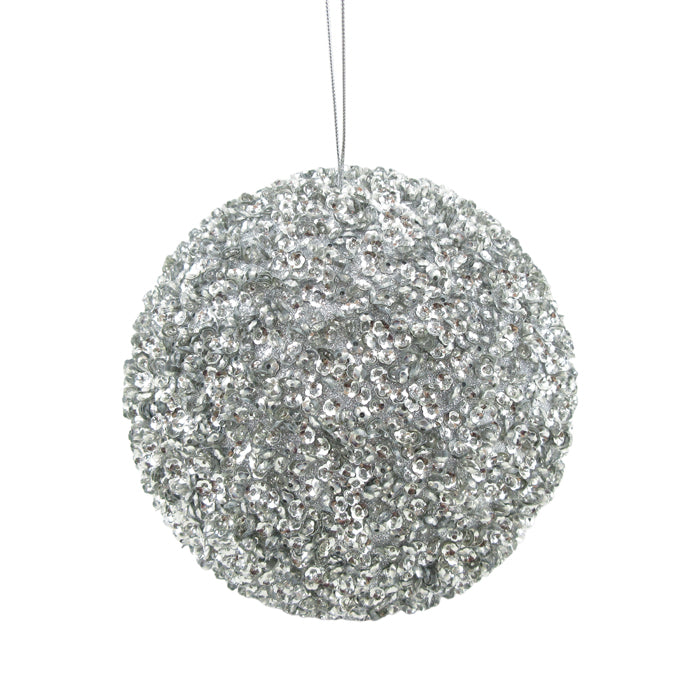 Sequin Ball Christmas Decoration - Silver