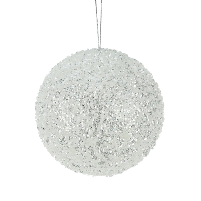 Sequin Ball Christmas Decoration - White