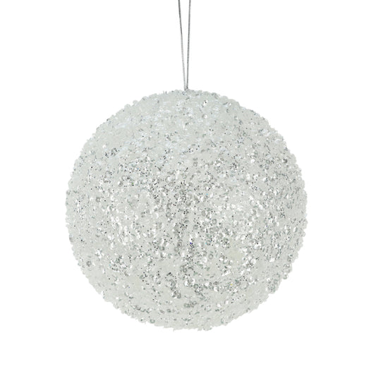 Sequin Ball Christmas Decoration - White