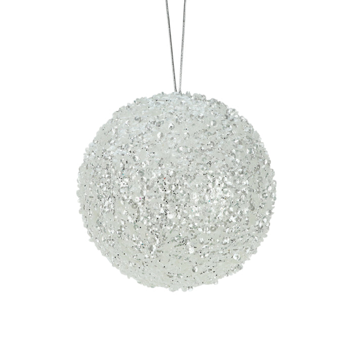 Sequin Ball Christmas Decoration - White
