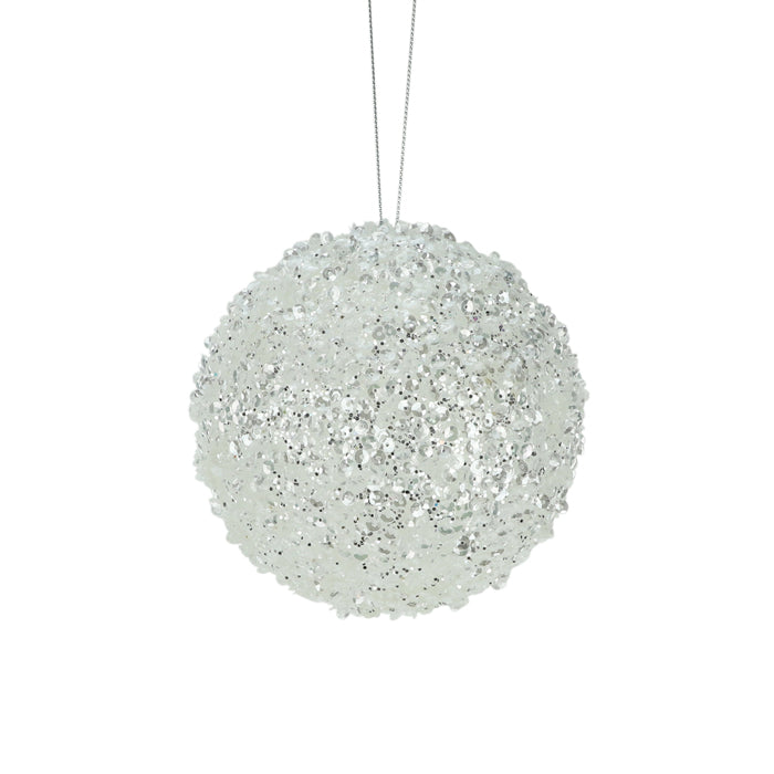 Sequin Ball Christmas Decoration - White