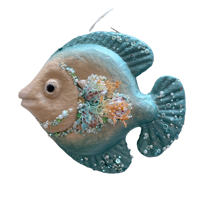 Hanging Resin Fish - Coral/Aqua