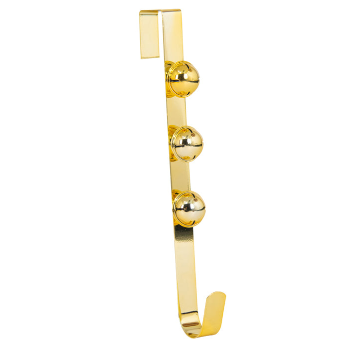 Metal Noel Wreath Hanger with Bells - Gold