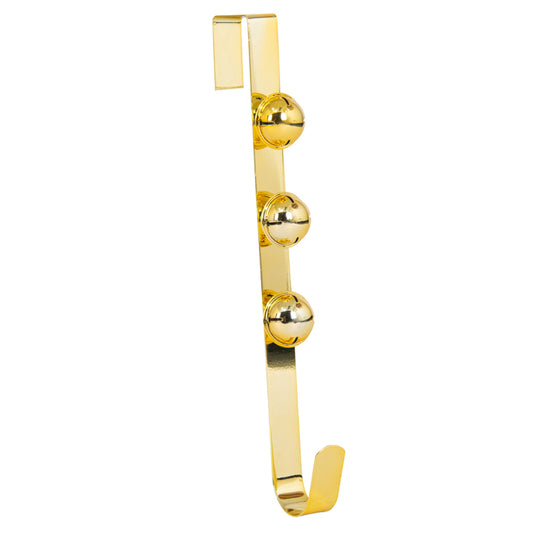 Metal Noel Wreath Hanger with Bells - Gold
