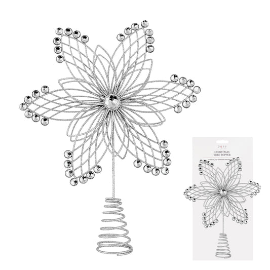 Wire Flower Tree Topper - Silver