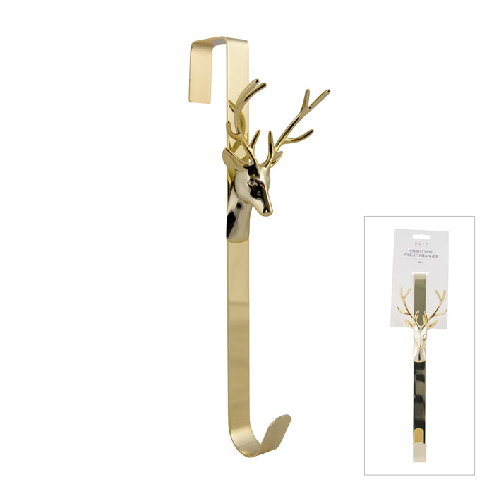 Deer Christmas Wreath Hanger - Gold