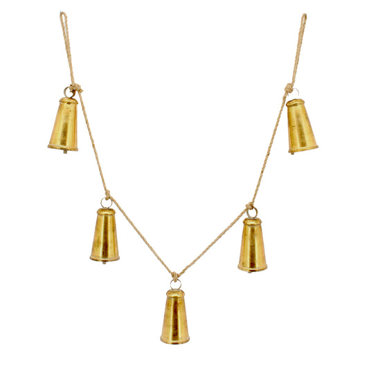 Hanging Metal Bells Set of 5 - Antique Gold