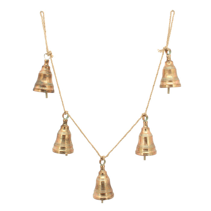 Hanging Metal Bells Set of 5 - Copper