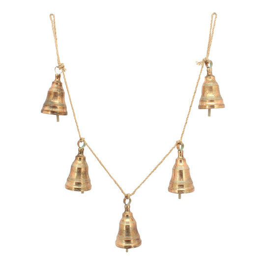 Hanging Metal Bells Set of 5 - Copper