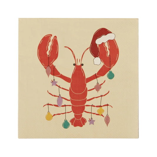 20 Pack Lobster Claws 3 Ply Christmas Napkins