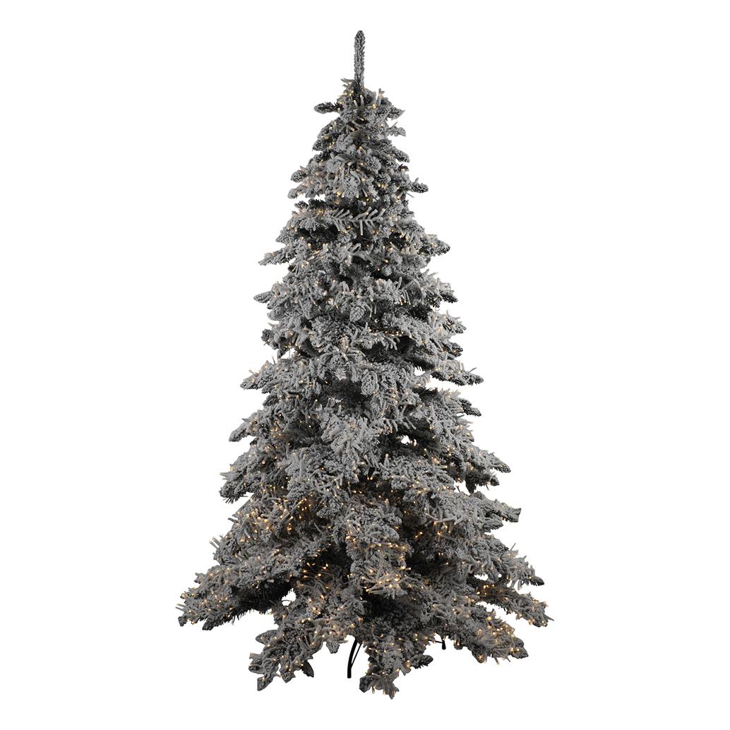 Flocked Snow Christmas Pine Tree w/ LED Lighting