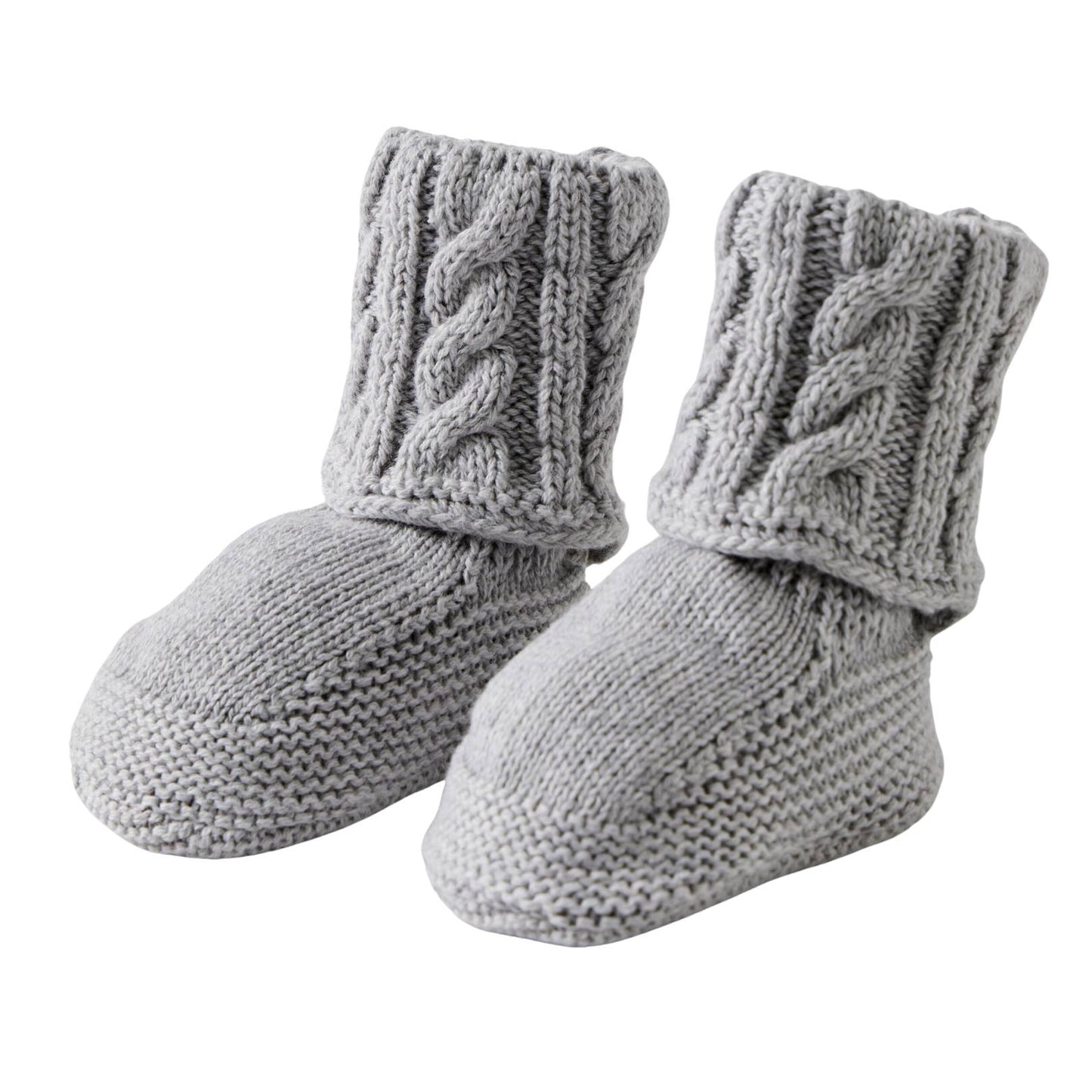 Baby Booties Cable Knit - Grey - Jiggle & Giggle