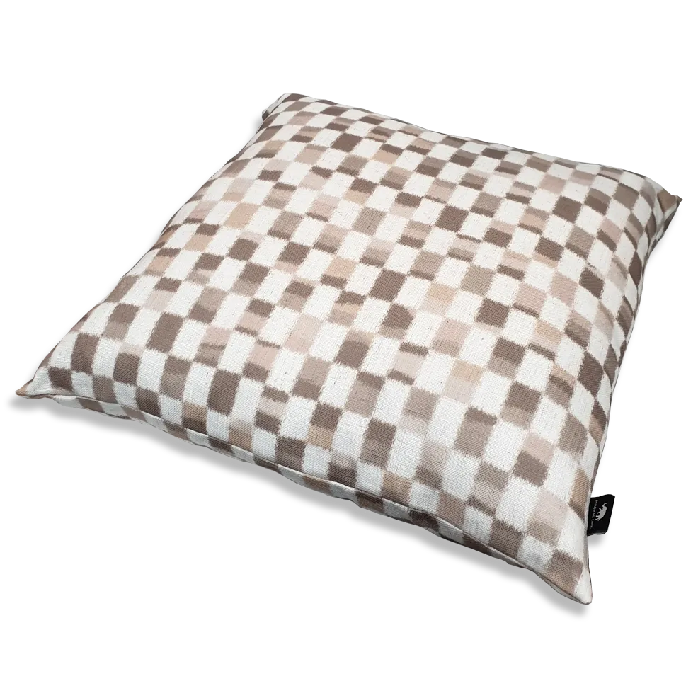 Checkerboard Neutral Cushion 50cm - Deb's Hidden Treasures