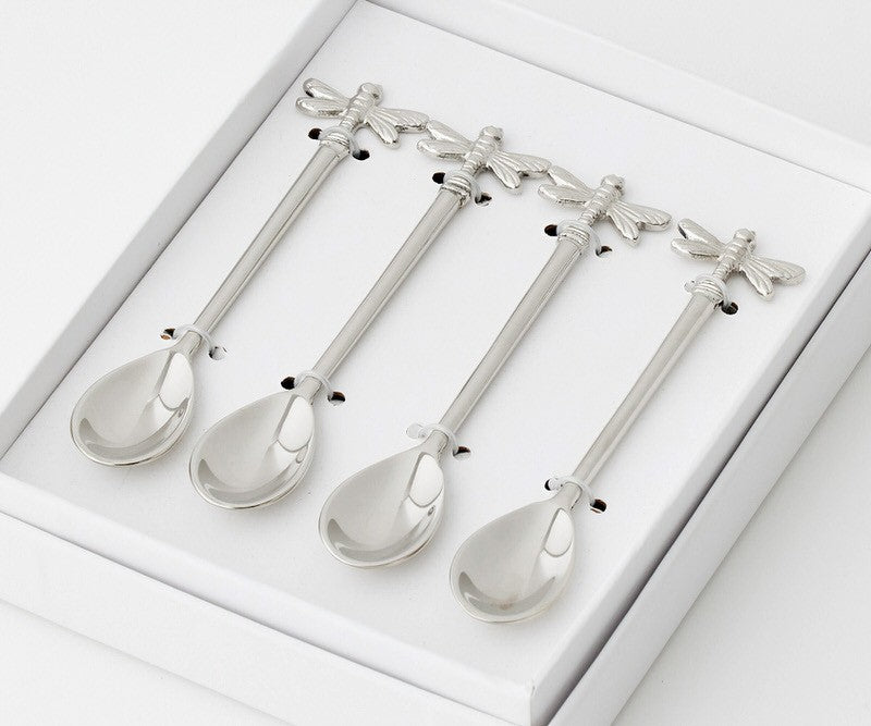 Silver Dragonfly Cocktail/Dessert Spoons Set of 4 - Deb's Hidden Treasures