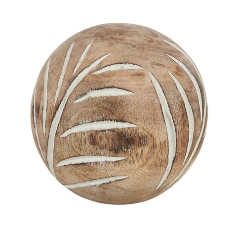 Spruce Wood Deco Ball Natural/White 10cm - Coast to Coast