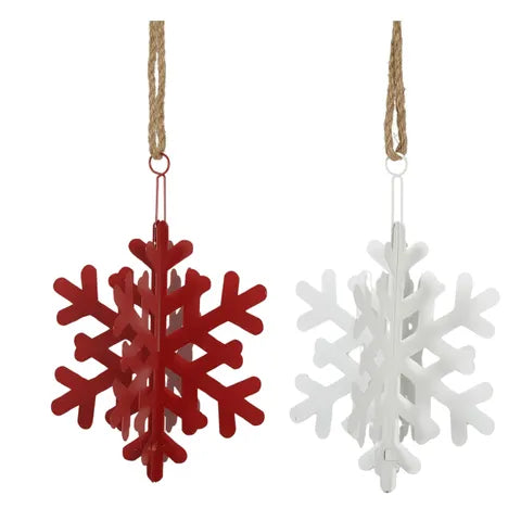 Metal Christmas Snowflake - Red/White (assorted)