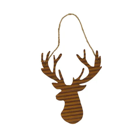 Metal Deer Head Christmas Hanger - Rust