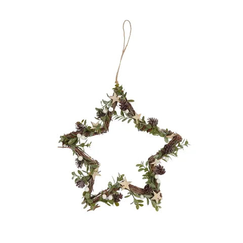 Christmas Star Hanger - Green/Wood