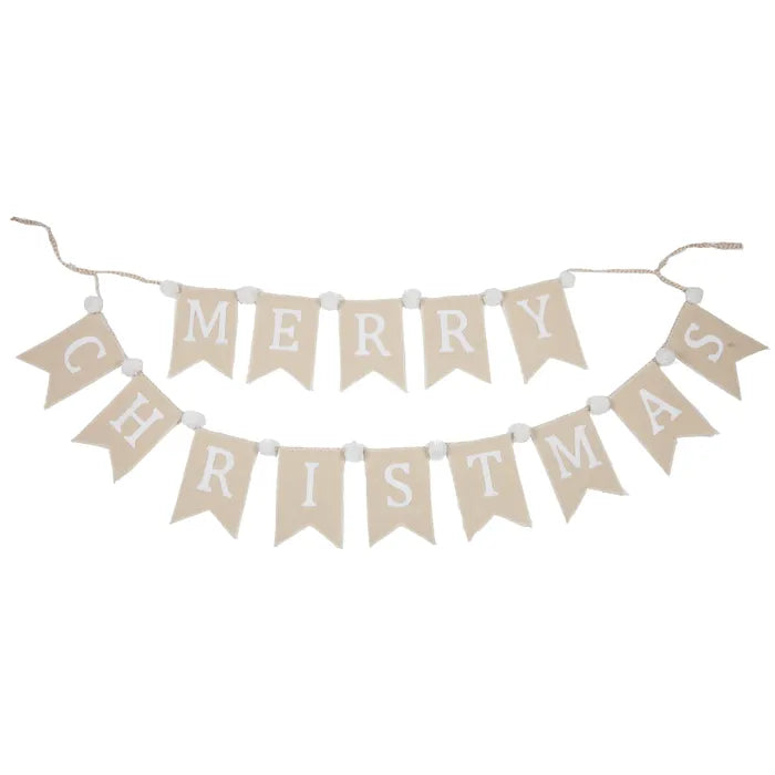 "Merry Christmas" Bunting - Cream/White