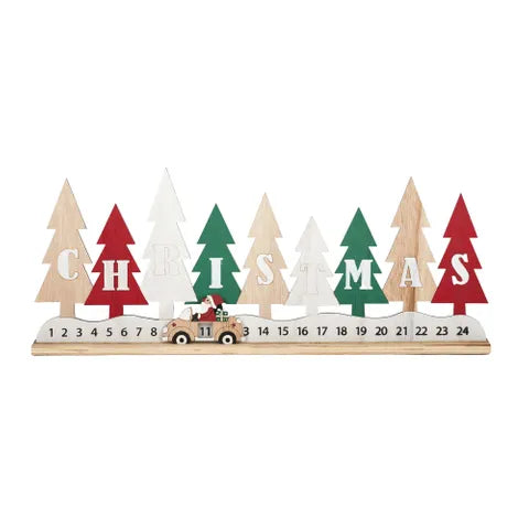 Wooden Christmas Calendar - Red/Green/White