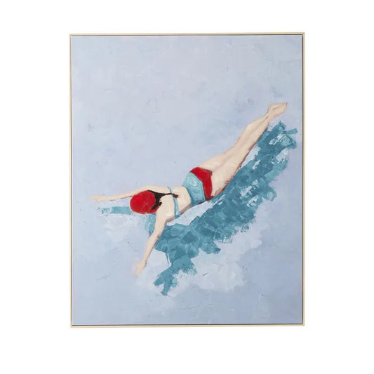 Swimmer Natural Frame Oil Painting