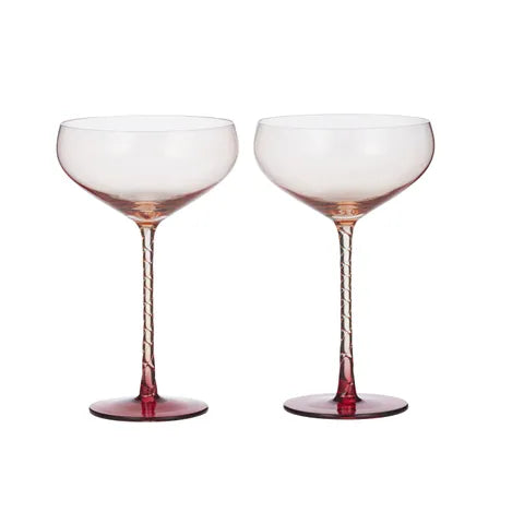 Soho Glass Coupe Peach - Set of 2