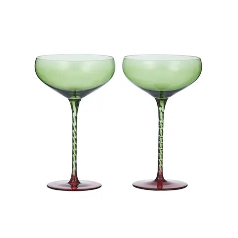 Soho Glass Coupe Olive - Set of 2