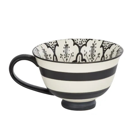 Aleah Ceramic Jumbo Teacup - Black/White - Deb's Hidden Treasures