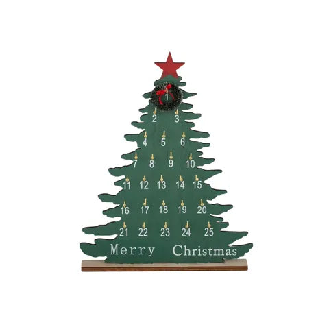 Wooden Christmas Tree Calendar - Green