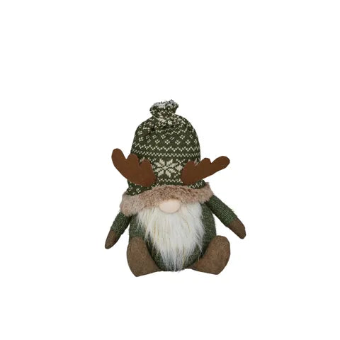 Sitting Gnome Fabric - Green/Brown