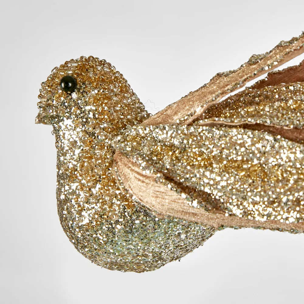 Clip-On Bird Christmas Decoration - Champagne