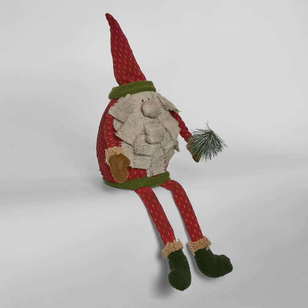 Sitting Santa Christmas Decoration w/ Pine Tree