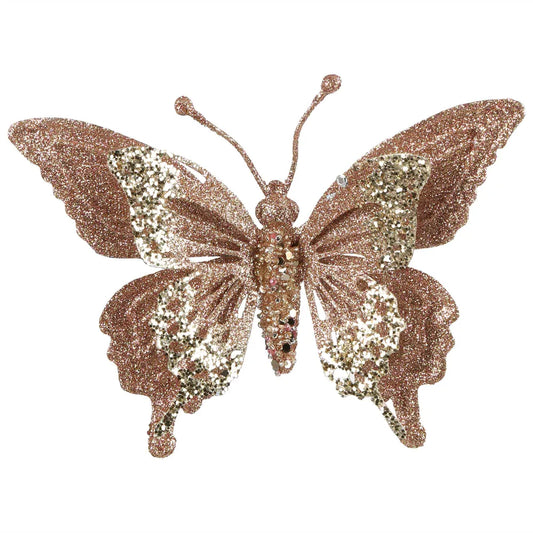 Clip-On Butterfly Christmas Decoration - Pink