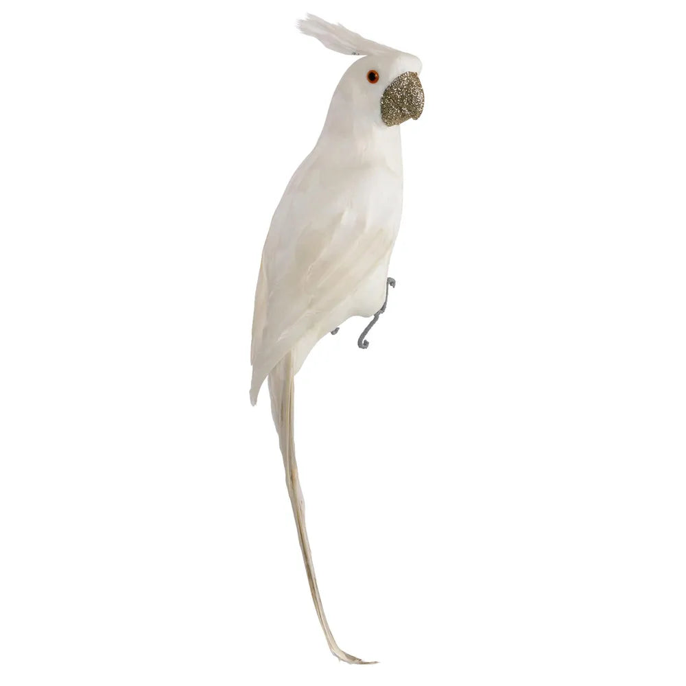 White Glitter Beak Parrot Christmas Decoration