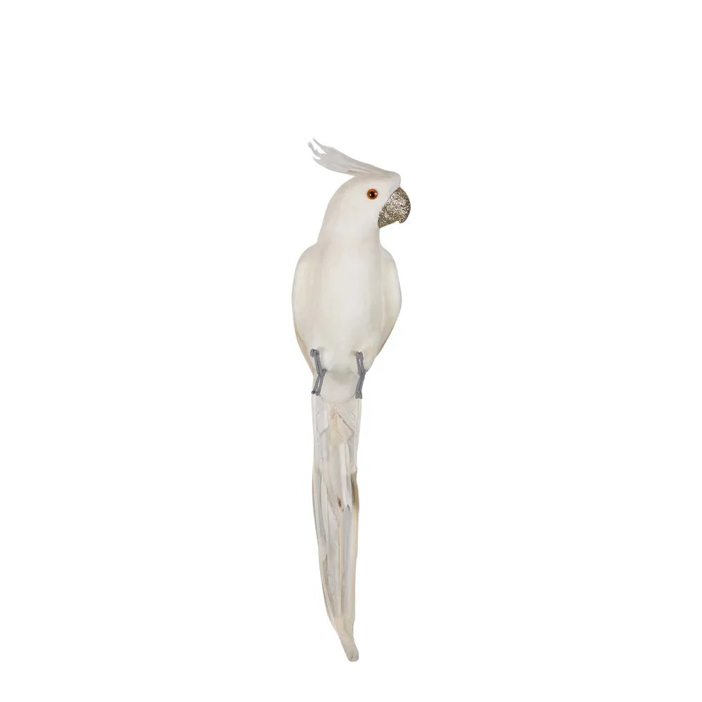 White Glitter Beak Parrot Christmas Decoration