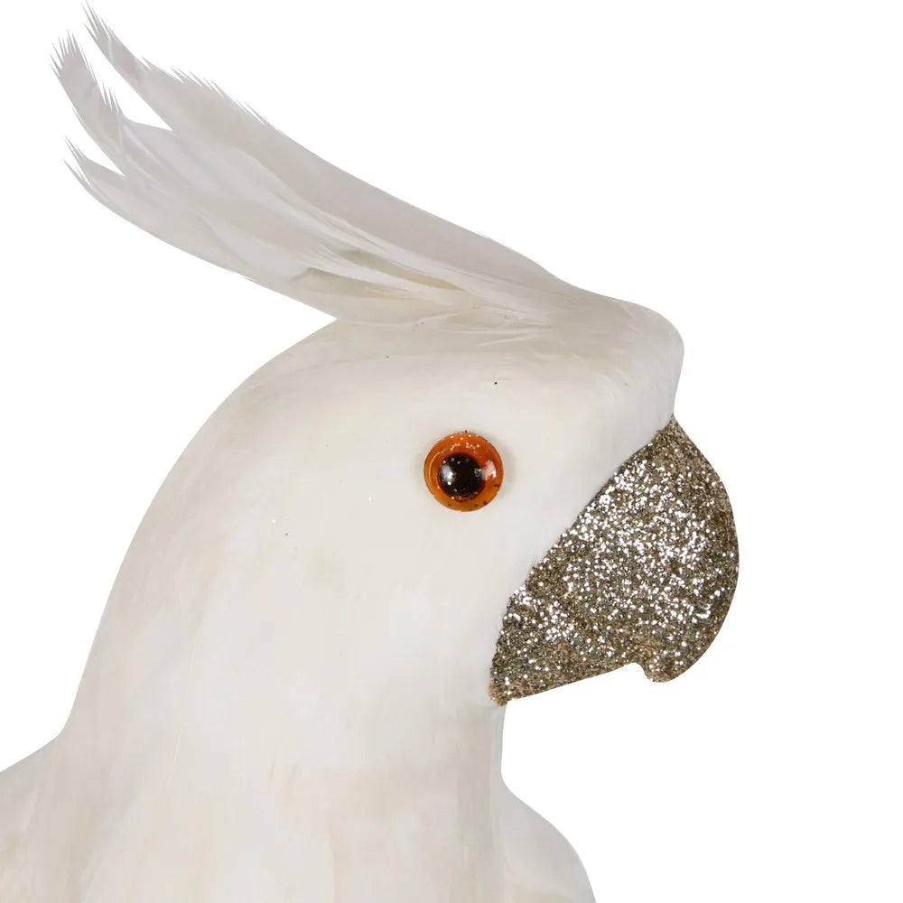 White Glitter Beak Parrot Christmas Decoration