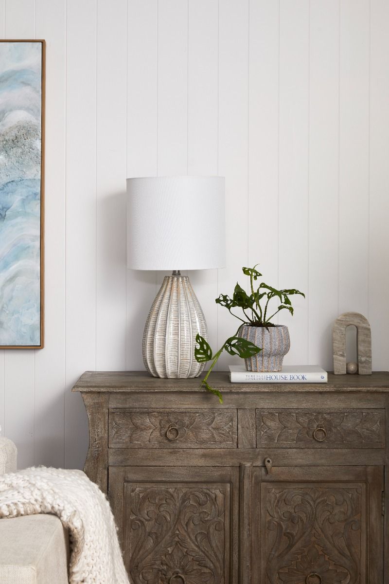 Laelia Ceramic Lamp 61cm Grey/White - Coast to Coast