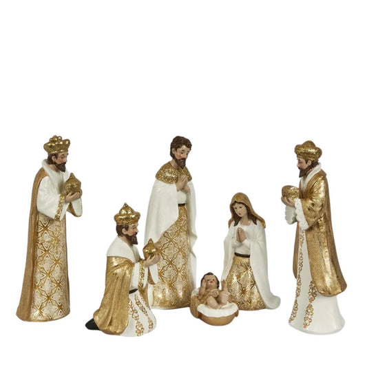 Golden Nativity Christmas Decoration - 6 Pieces