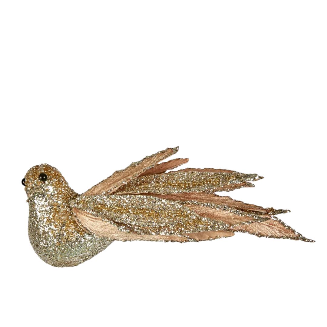 Clip-On Bird Christmas Decoration - Champagne