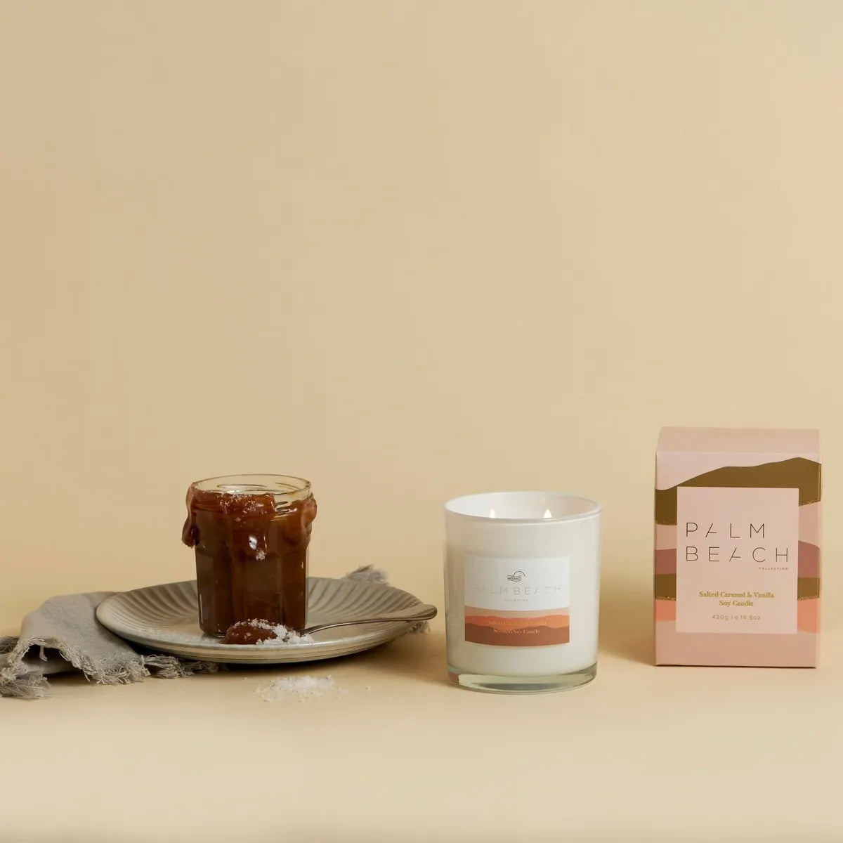 Salted Caramel & Vanilla Scented Soy Candle - Deb's Hidden Treasures