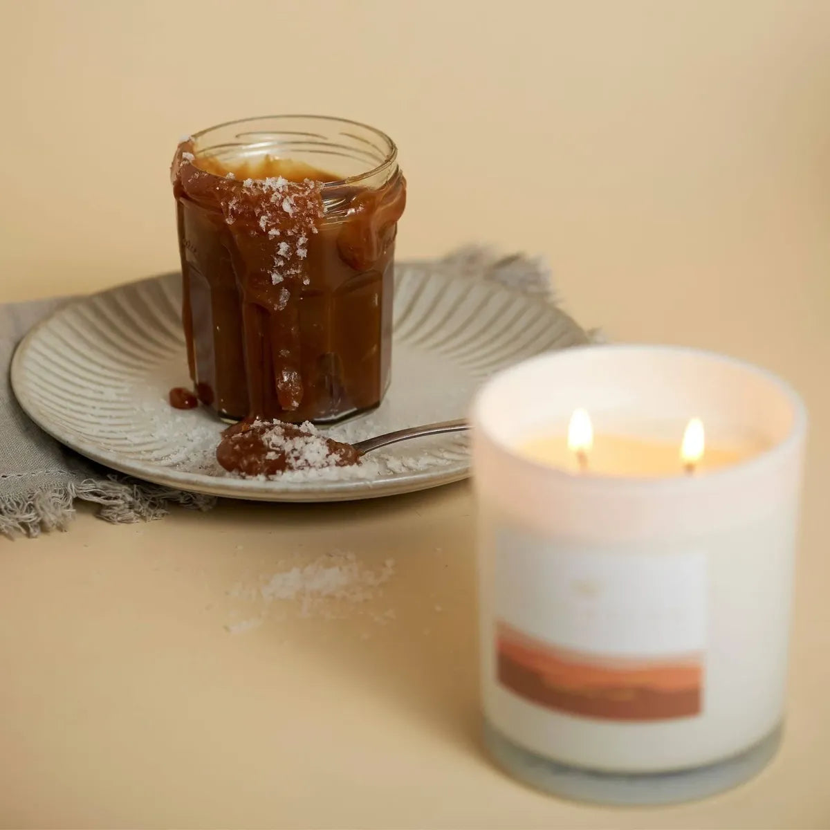 Salted Caramel & Vanilla Scented Soy Candle - Deb's Hidden Treasures